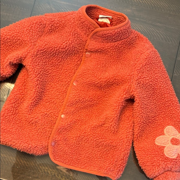 Cotton On Kids Other - Red Sherpa Jacket with Flower Patch 5-6 size